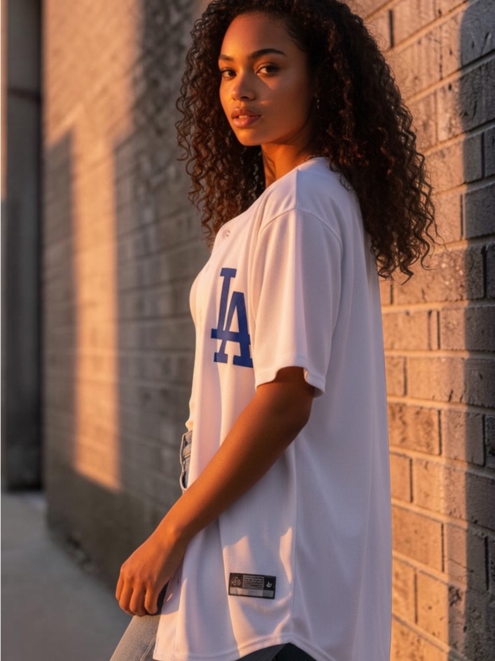 Stitches White Los Angeles LA Logo Jersey-Style Women’s Top